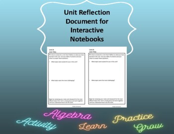 Preview of Unit Reflection for Interactive Notebooks