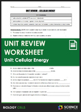 Unit Review - Cellular Energy - Distance Learning