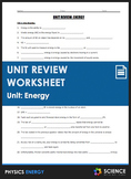 Unit Review - Energy - Distance Learning