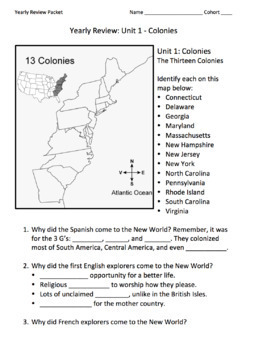 U.S. History Mega Review Packet 1 (The American Colonies & Great Awakening)