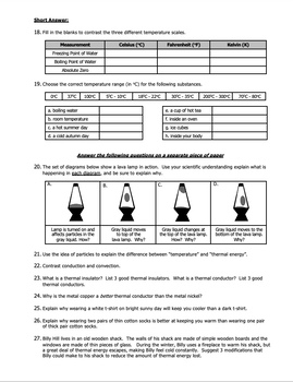 Unit Review Thermal Energy Heat And Temperature Distance Learning