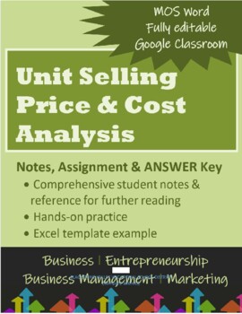 Preview of Price & Cost Analysis Notes, Excel Assignment & Answers Business | Marketing 4Ps