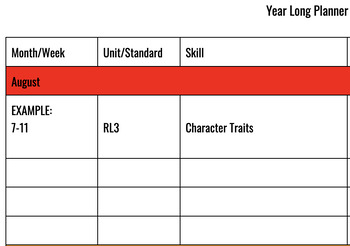 Preview of Unit/Skill Weekly Planner