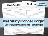 Unit Study Planner Pages | Planning Template