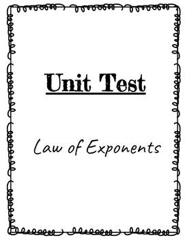 Preview of Unit Test - Law of Exponents