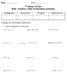 Unit Test - Math – Fractions, Order of Operations and Area