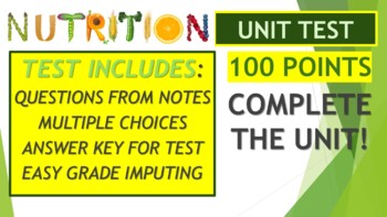 Preview of Unit Test: Nutrition