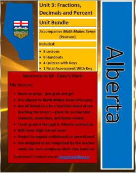 Preview of Alberta Math Grade 7 Unit 3:Fractions, Decimals&Percent Bundle Distance Learning