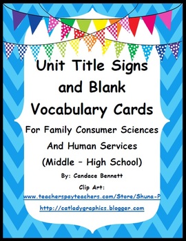 Preview of Unit Titles and Blank Word Cards -  Family and Consumer Science / Human Services