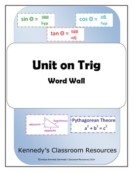 Preview of Trigonometry Unit - Word Wall