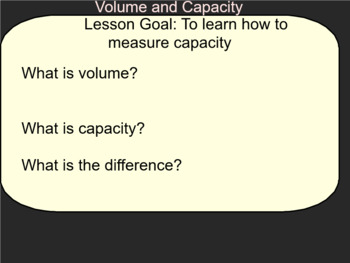 Preview of Unit on Volume and Capacity