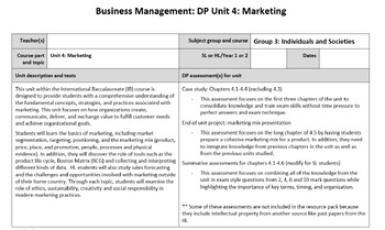 Preview of Unit planner: Unit 4 Marketing