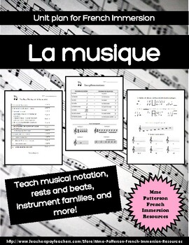 Preview of French Immersion Music Unit - La Musique