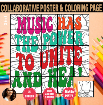 Preview of Unite and Heal with Yo-Yo Ma Collaborative Coloring Poster AAPI May Month