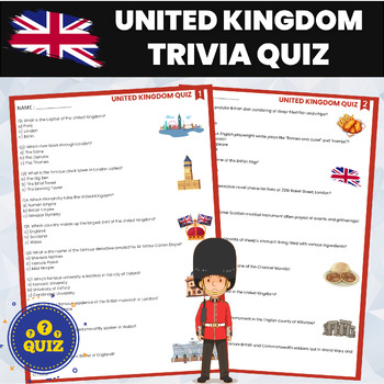 Preview of United Kingdom Trivia UK Quiz | World History and Geography Quiz