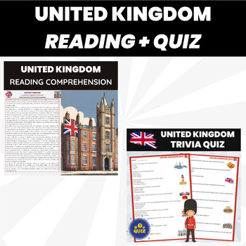 Preview of United Kingdom UK Reading Comprehension and Assessment Quiz Bundle