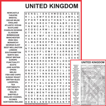 Preview of United Kingdom Word Search