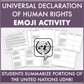 Preview of United Nations Universal Declaration of Human Rights Emoji/Symbol Activity