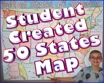 Preview of United States 50 States Map Student Created (Big Wall Map) With Guides FUN!!!