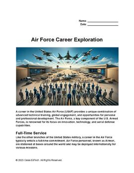 Preview of United States Air Force Career Exploration Worksheet