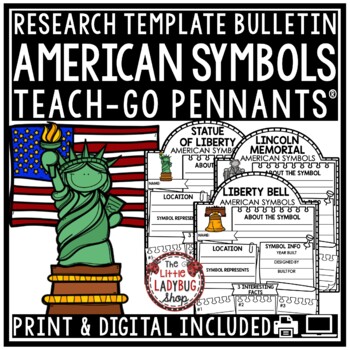Preview of United States American Symbols Activities Research Landmarks US Bulletin Board