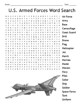 Preview of United States Armed Forces Word Search