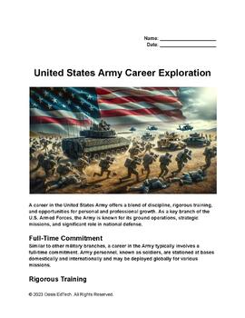 Preview of United States Army Career Exploration Worksheet
