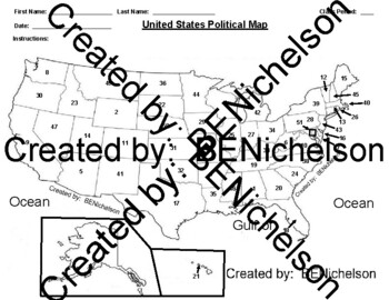 Preview of United States Fill-In Map and Chart (Distance Learning Friendly)