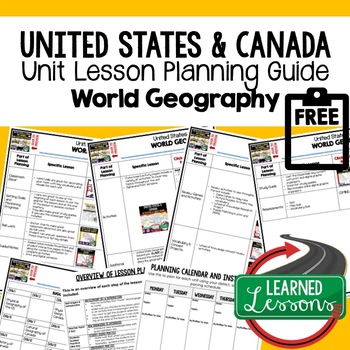 Preview of United States & Canada Lesson Plan Guide for World Geography Back To School