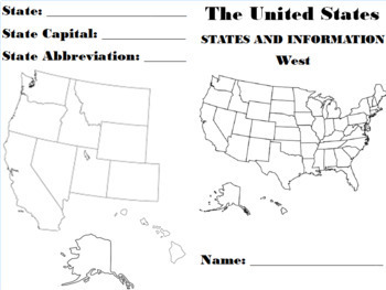 Preview of United States Capital, Abbreviation, Matching Fill In Book