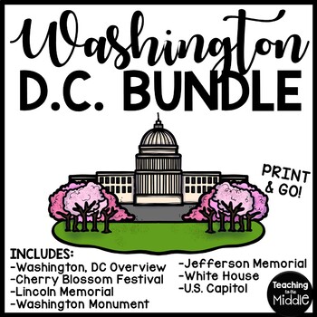 Preview of United States Capital Washington DC Reading Comprehension Worksheet Bundle