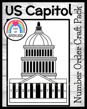 Preview of United States Capitol Craft, Number Order / Counting: USA Math Activity