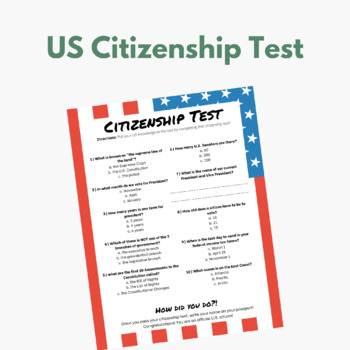 Preview of United States Citizenship Test for Kids!