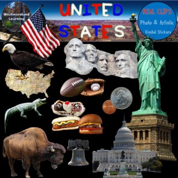 Preview of United States Clip Art Photo & Artistic Digital Stickers Graphics