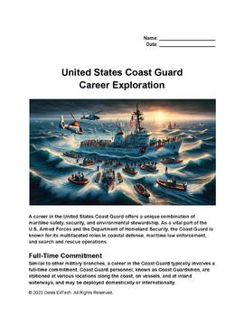 Preview of United States Coast Guard Career Exploration Worksheet