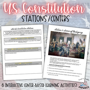 Preview of United States Constitution Interactive Stations Centers - Digital and Print