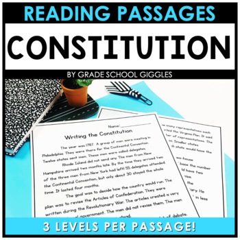 Preview of US Constitution, Bill Of Rights, Constitutional Convention Reading Worksheets