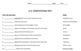 United States Constitution Test w/answer key