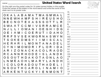 United States Crossword Puzzle and Word Search by Paula and Palmer