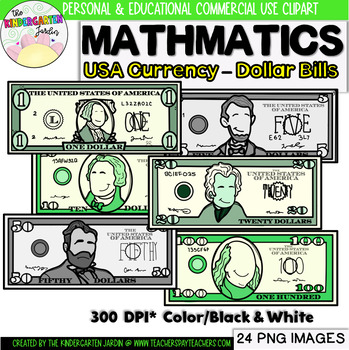 Preview of USA Dollar Bills Clipart { American Money Currency}