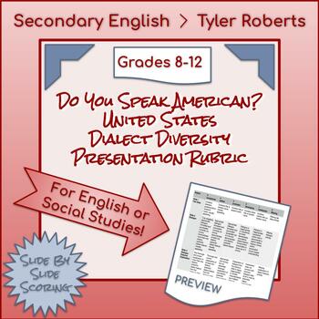 Preview of United States Dialect Diversity Presentation Rubric: Paired Activity Described!