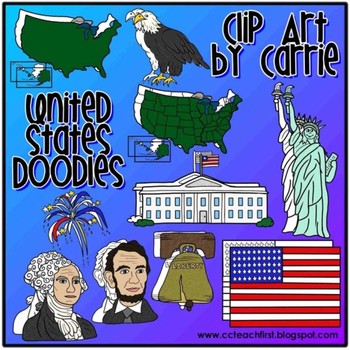 Preview of United States Doodles (BW and full-color PNG images)