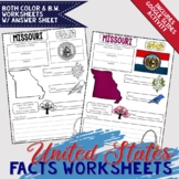 United States Facts Worksheets with Digital Slides