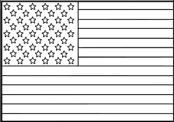 Preview of United States Flag - Printable American Flag Template Coloring Sheet -Outline-4K