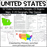 United States Fluency, Comprehension, and Map Quiz Packet
