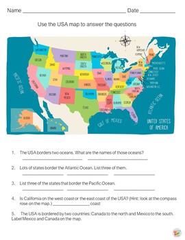 United States Geography Activity Worksheet Print Version By Teacher Toy Shop