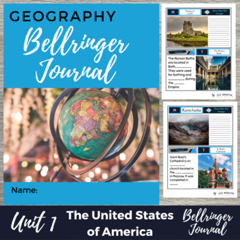 Preview of United States Geography Bell Ringers Journal and Digital Version