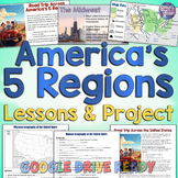 United States Geography and 5 Regions Lessons & Project Bundle