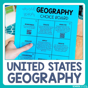 Preview of United States Geography Choice Board - Editable Extension Activities