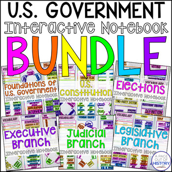 Preview of United States Government Interactive Notebook Graphic Organizers Bundle